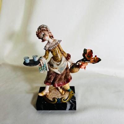 Vtg Italian Depose Genuine CARRARA Marble Serving Girl Figurine Statue Simonelli