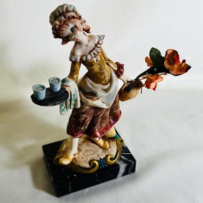 Vtg Italian Depose Genuine CARRARA Marble Serving Girl Figurine Statue Simonelli
