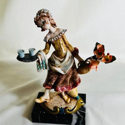 Vtg Italian Depose Genuine CARRARA Marble Serving Girl Figurine Statue Simonelli