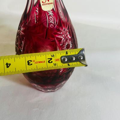 Vintage Ruby Red Fenton Hand Painted Rose Florals Bud Vase Signed