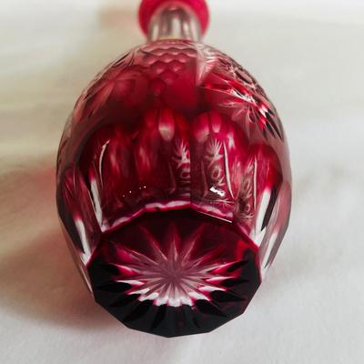 Vintage Ruby Red Fenton Hand Painted Rose Florals Bud Vase Signed