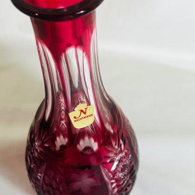Vintage Ruby Red Fenton Hand Painted Rose Florals Bud Vase Signed