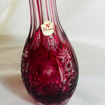 Vintage Ruby Red Fenton Hand Painted Rose Florals Bud Vase Signed