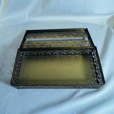 Vintage Gold Ormolu Ornate Box Paper Tissue Holder Case