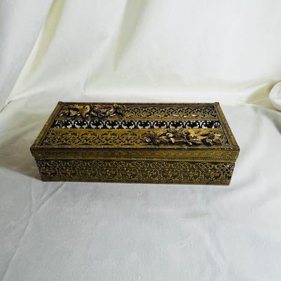 Vintage Gold Ormolu Ornate Box Paper Tissue Holder Case