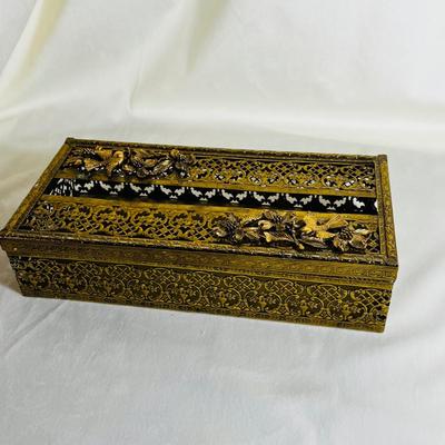 Vintage Gold Ormolu Ornate Box Paper Tissue Holder Case