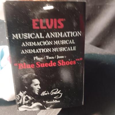 MUSICAL PLUSH DOG "BLUE SUEDE SHOES" AND AN ORNAMENT