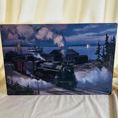 David Tutwiler Train Painting on a Metal Plate