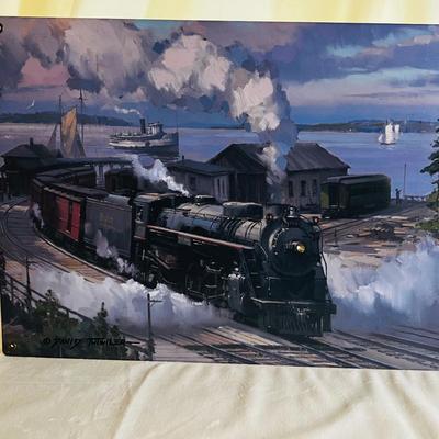 David Tutwiler Train Painting on a Metal Plate