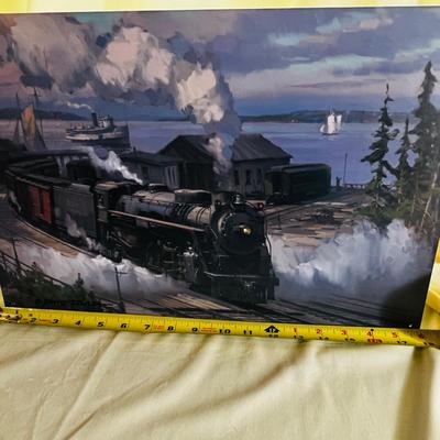 David Tutwiler Train Painting on a Metal Plate