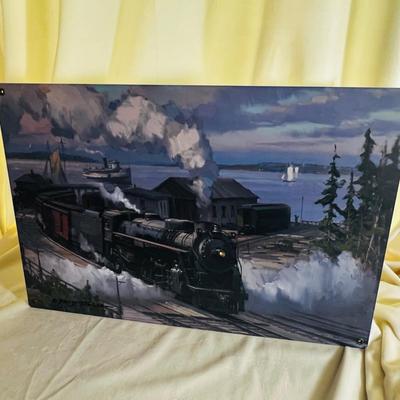 David Tutwiler Train Painting on a Metal Plate