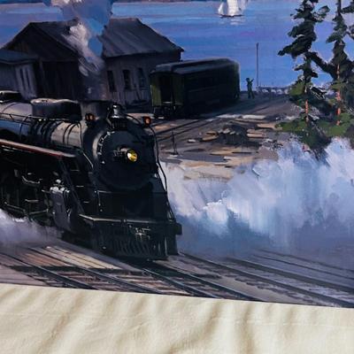 David Tutwiler Train Painting on a Metal Plate