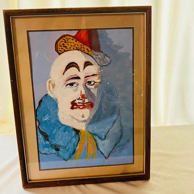 Vintage Clown Painting Art Deco