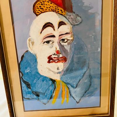 Vintage Clown Painting Art Deco