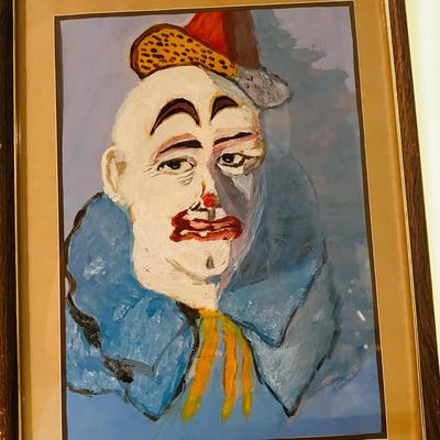 Vintage Clown Painting Art Deco