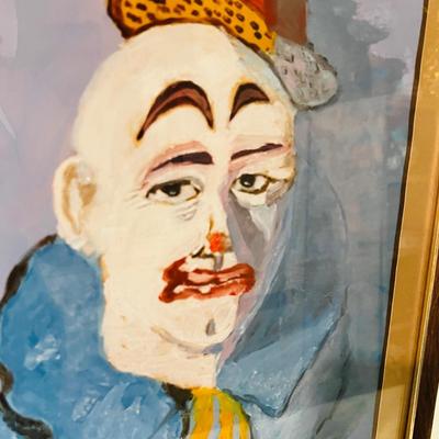 Vintage Clown Painting Art Deco