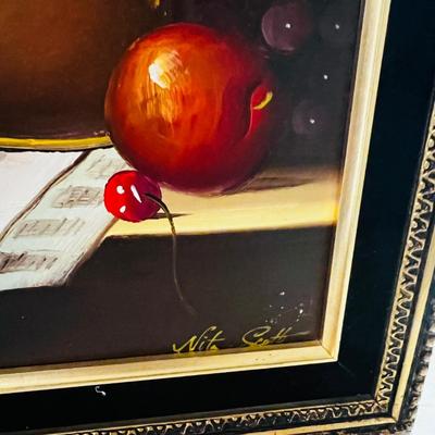 Nita Scott (1895-1965) - Original Oil Painting of Fruit and Flagon