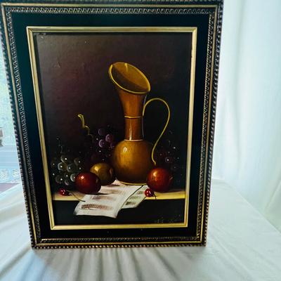 Nita Scott (1895-1965) - Original Oil Painting of Fruit and Flagon