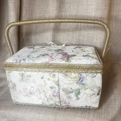 Vintage Floral Sewing Basket