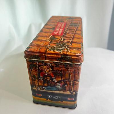 Vintage Starbucks Coffee Co Metal Tin Canister Silver Crane Designs