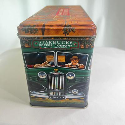 Vintage Starbucks Coffee Co Metal Tin Canister Silver Crane Designs