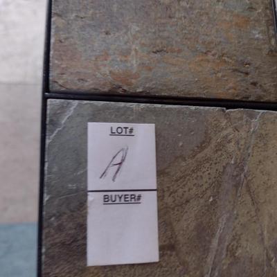 Metal Frame Side Table with Stone Tile Top- Choice A