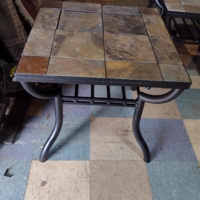 Metal Frame Side Table with Stone Tile Top- Choice A