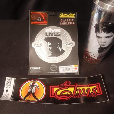 ELVIS 20" INSULATED CUP W/STRAW & 2 BUMPER STICKERS