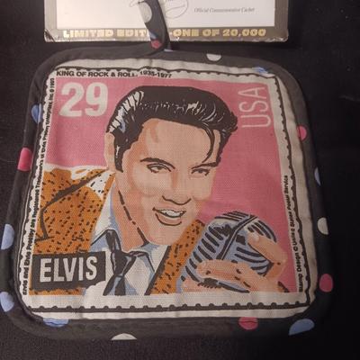 ELVIS USPS 1ST DAY STAMP ISSUE AND POT HOLDER