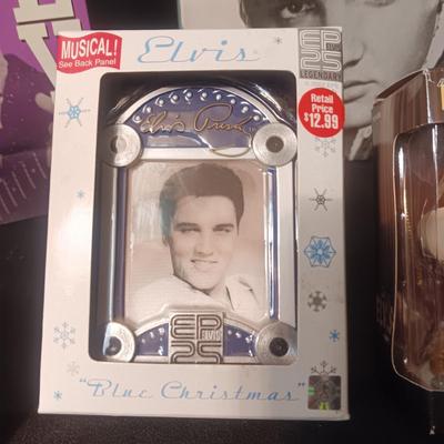 2 ELVIS ORNAMENTS AND GIFT BAGS