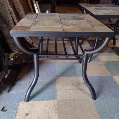 Metal Frame Side Table with Stone Tile Top- Choice B