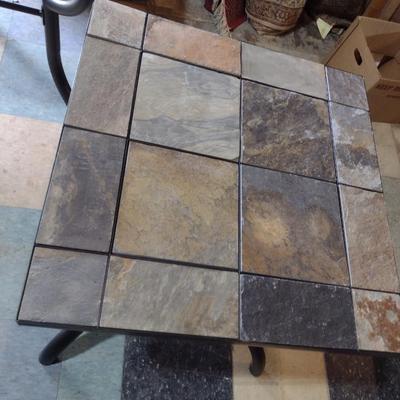 Metal Frame Side Table with Stone Tile Top- Choice B