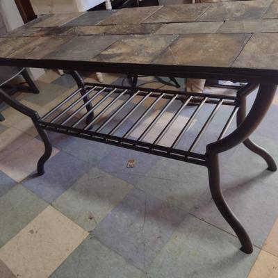 Metal Frame Sofa Table with Stone Tile Top