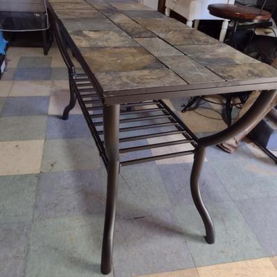 Metal Frame Sofa Table with Stone Tile Top