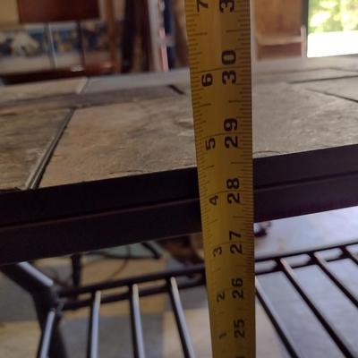 Metal Frame Sofa Table with Stone Tile Top
