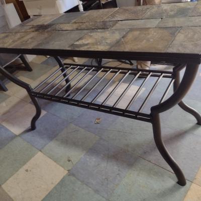 Metal Frame Sofa Table with Stone Tile Top