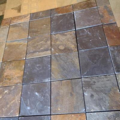 Metal Frame Coffee Table with Stone Tile Top