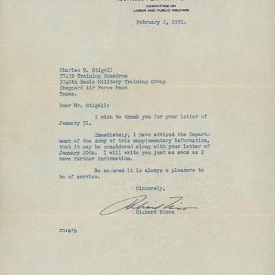 Richard Nixon signed letter