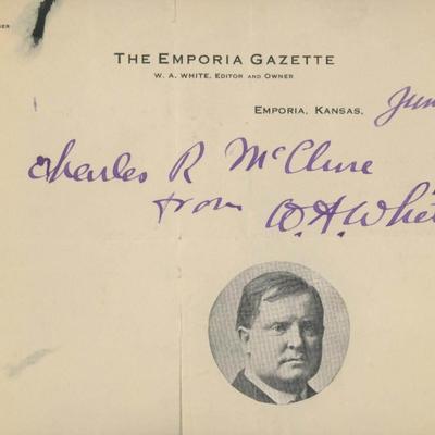 William Allan White signed note