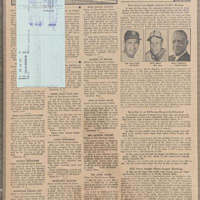 Pete Gray signed check with vintage newspaper