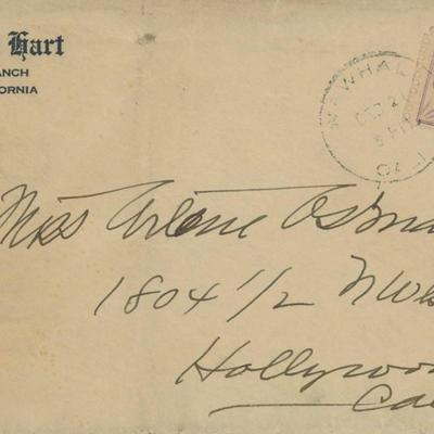 William S. Hart Silent Film star hand written envelope