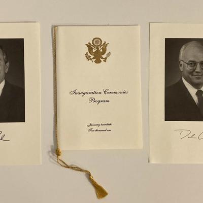 Bush, Cheney 2001 Inauguration program and facsimile signed photo
