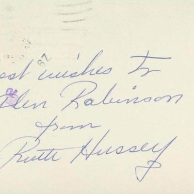 Ruth Hussey signed note