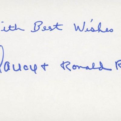 Nancy and Ronald Reagan signature cut