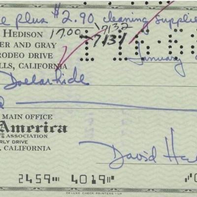 David Hedison signed check