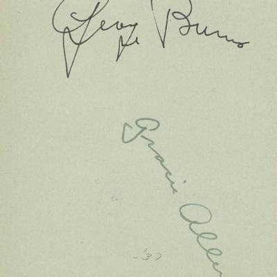 George Burns and Gracie Allen signature cut. GFA Authenticated
