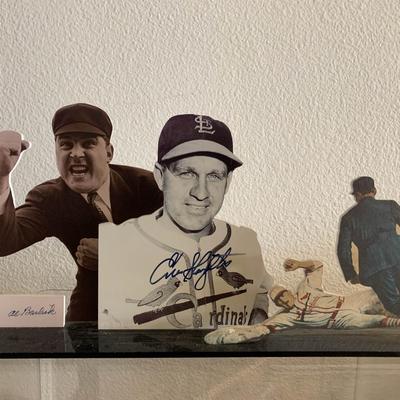 Al Barlick and Enos Slaughter signed cutouts