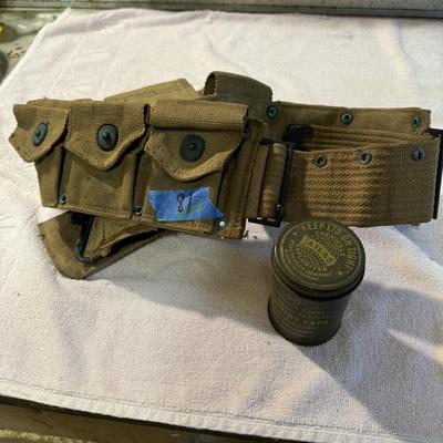 Army Issue Ammo Belt & Blasting Cap Can