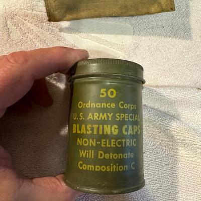 Army Issue Ammo Belt & Blasting Cap Can