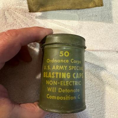 Army Issue Ammo Belt & Blasting Cap Can